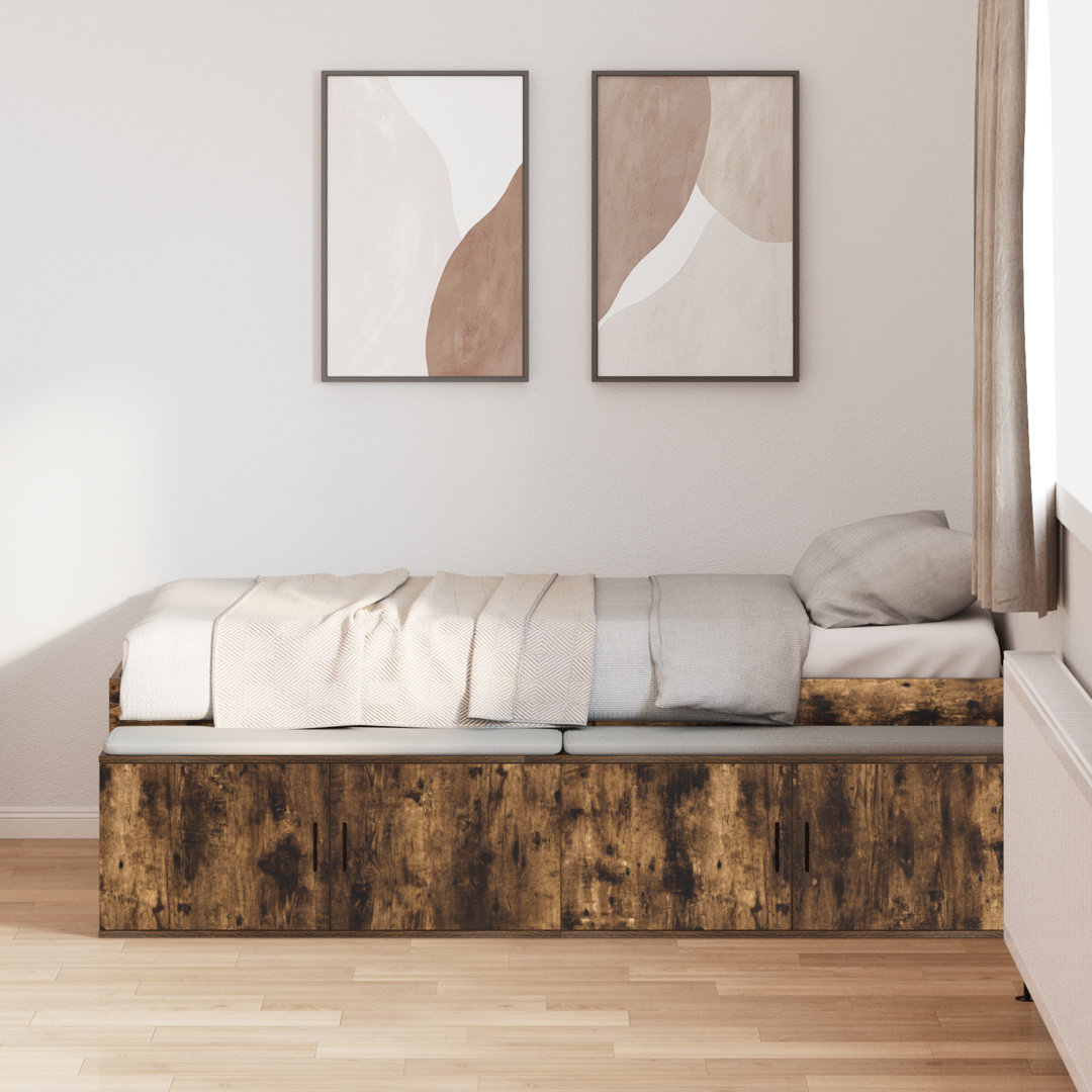 Vidaxl Storage Bed Frame Smoked Oak Single (3')